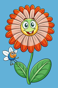 微笑花朵与小蜜蜂