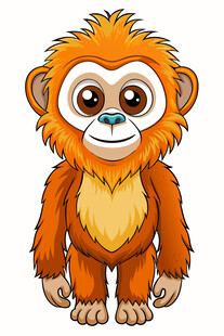 可爱橙色小猴卡通形象