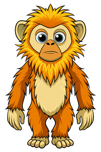 可爱卡通毛发蓬松的猩猩