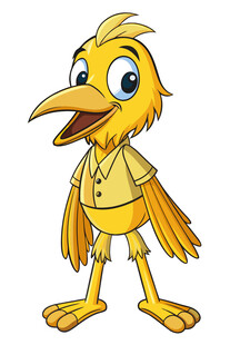 穿衬衫的可爱小黄鸟