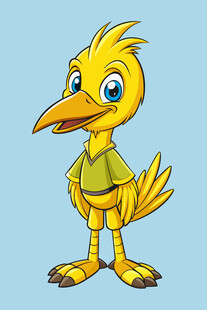 穿绿衣的黄色卡通小鸟