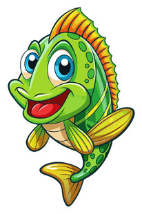 可爱卡通绿鱼形象