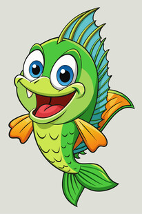可爱绿色卡通小鱼形象