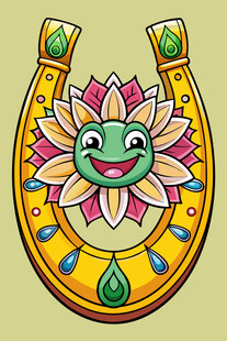 彩色笑脸马蹄铁装饰图案