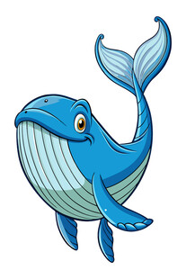 可爱蓝色卡通鲸鱼形象