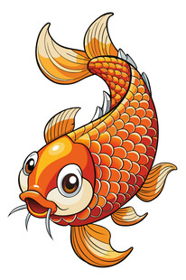 卡通风格橙色锦鲤形象