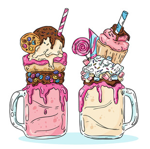 梦幻堆叠奶昔与甜品