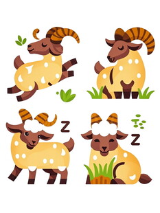 可爱绵羊的多样姿态