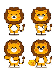 可爱卡通狮子与球形象