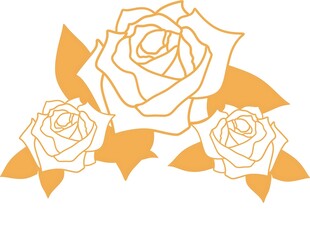 三朵简约线条玫瑰花图案