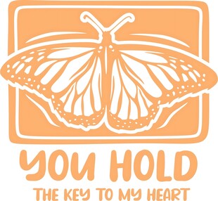 蝴蝶图案爱心钥匙标语