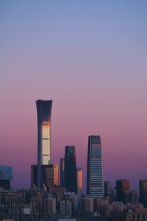 北京城市天际线黄昏美景