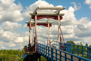 蓝桥横跨绿野 天空白云飘