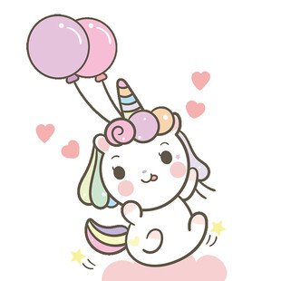 可爱独角兽持气球萌图