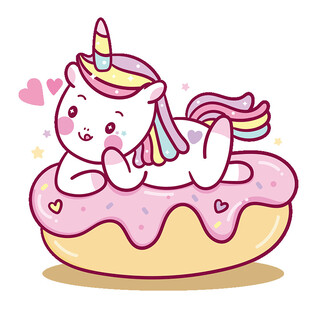 甜甜圈上的可爱独角兽