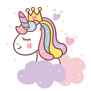 梦幻独角兽云朵插画