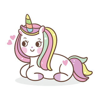 可爱独角兽躺卧插画