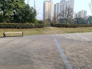 城市公园中的空旷砖石场地