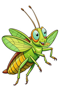 可爱绿色蚱蜢卡通形象