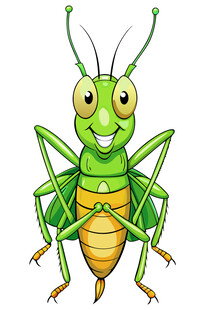 可爱绿色蚱蜢卡通形象