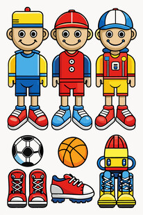 儿童运动装备与卡通形象