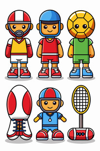 卡通运动人物与器材集合