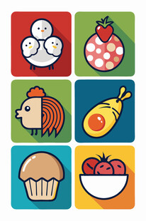 多彩美食图标集合