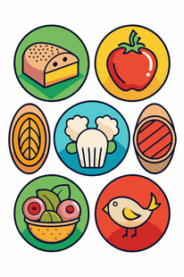 多彩美食图标集合