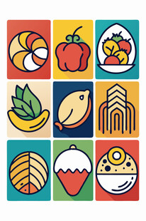 多彩美食图标集合