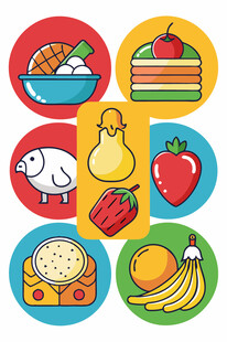 多彩食物图标集合