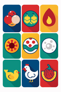 多彩卡通图标集合