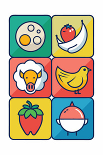 多彩卡通食物图标集合