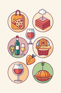 多彩美食与饮品图标集