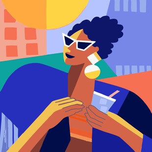 夏日街头的惬意饮品时刻