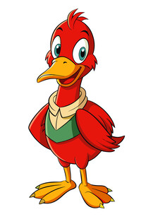 可爱红衣小鸟卡通形象