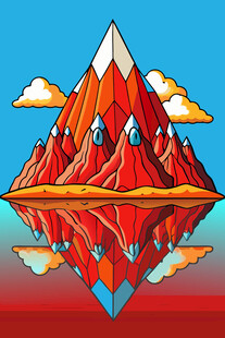 梦幻红山倒影奇幻景观