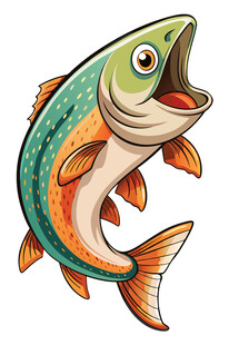 彩色跳跃大鱼插画