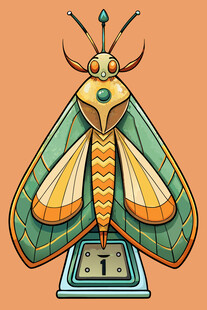 彩色飞蛾立于方形物体上