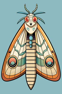 复古风格彩色飞蛾插画