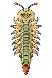 卡通形象的多足昆虫