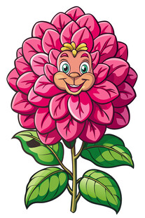笑脸大丽花卡通插画