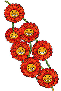 笑脸红花串装饰图案