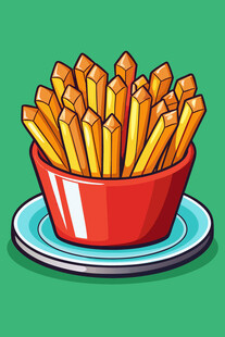 红色碗里的美味炸薯条