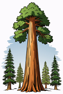 巨大红杉树屹立森林中