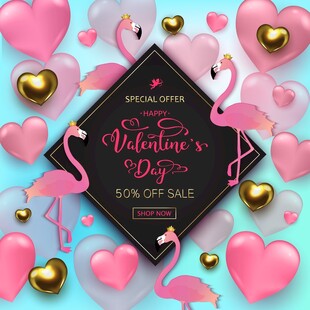 情人节火烈鸟促销装饰图