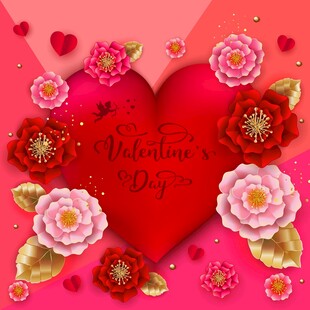 情人节浪漫花卉爱心背景