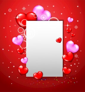 红色爱心环绕的空白画布