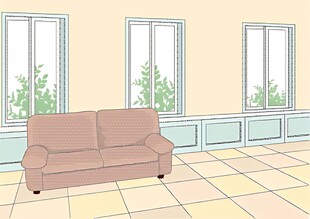 简约客厅沙发与窗景画面