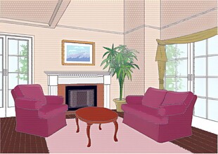 温馨客厅紫色沙发布置图