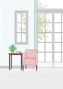 简约室内粉色座椅窗边场景